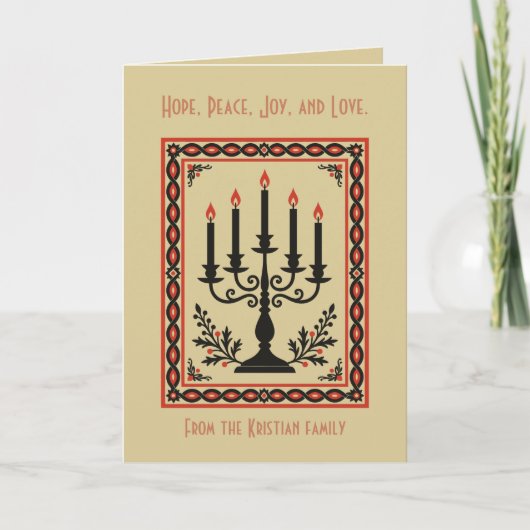 Advent Candelabra Stylized Nordic Christmas  Kaart (Voorkant)