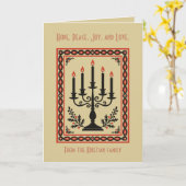 Advent Candelabra Stylized Nordic Christmas  Kaart (Gele Bloem)