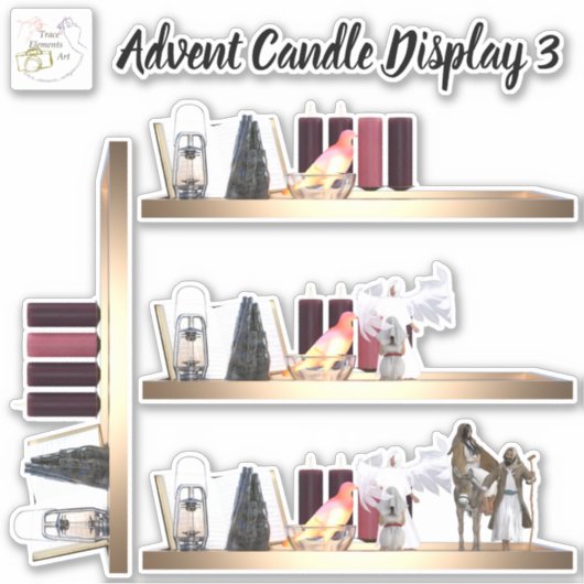 Advent Candle Display 3 verwijderbare vinyl Sticke Sticker (Voorkant)