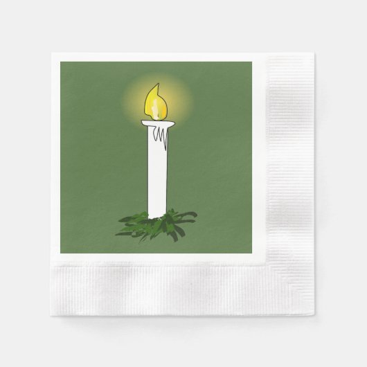 Advent Candle Green Coined Cocktail servetten (Voorkant)
