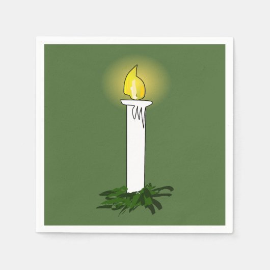 Advent Candle Green Standard-cocktailpaper Napkin Servetten (Voorkant)