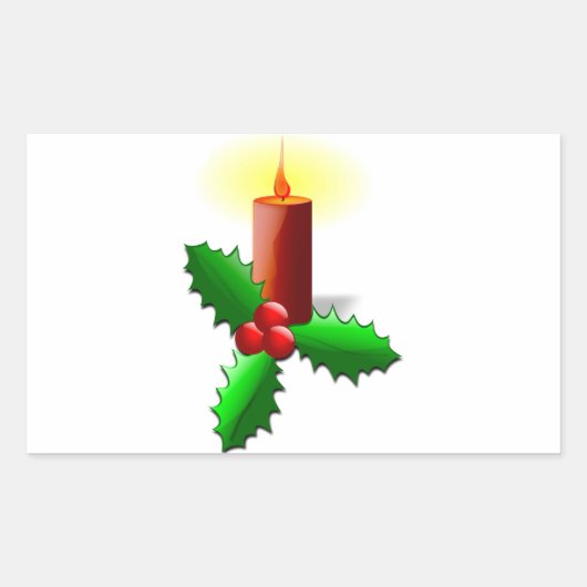 Advent Candle met Holly Rechthoekige Sticker (Voorkant)