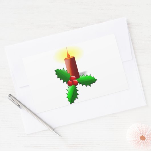 Advent Candle met Holly Rechthoekige Sticker (Envelop)