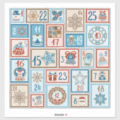 Advent Countdown 25 Kerst  Blauw Ivoor Sticker (Vel)