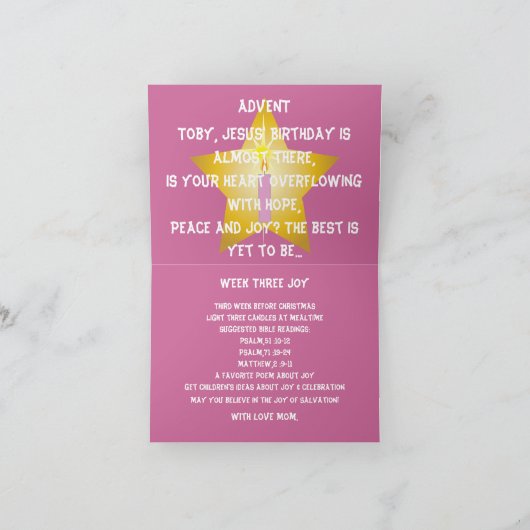 ADVENT derde week Joy-Customize Feestdagen Kaart (Binnen)