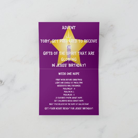 ADVENT Eerste week - Hope-Customize Feestdagen Kaart (Binnen)
