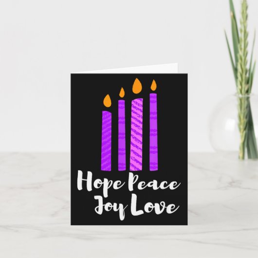 Advent Evergreen Wreath Candles Hope Peace Joy Lov Kaart (Voorkant)