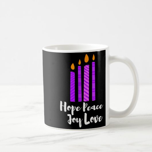 Advent Evergreen Wreath Candles Hope Peace Joy Lov Koffiemok (Rechts)