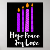 Advent Evergreen Wreath Candles Hope Peace Joy Lov Poster (Voorkant)