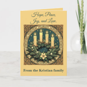 Advent Hoop, Vrede, Vreugde, en Liefde Art Nouveau Kaart