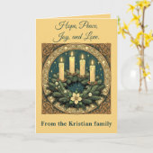 Advent Hope, Peace, Joy, and Love Art Nouveau Kaart (Gele Bloem)
