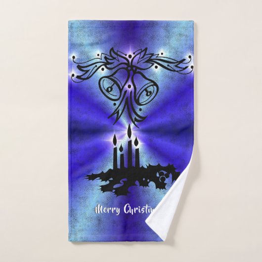 Advent, kerstartik op blauwe groene regenboog bad handdoek (Handdoek)