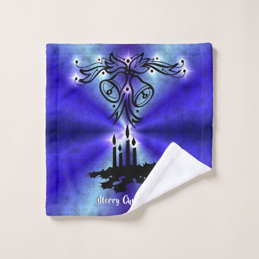 Advent, kerstartik op blauwe groene regenboog bad handdoek (Wasdoekje)