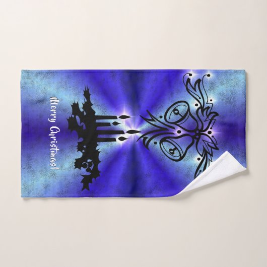 Advent, kerstartik op blauwe groene regenboog bad handdoek (Handdoek)