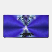 Advent, kerstartik op blauwe groene regenboog bureaumat (Voorkant)