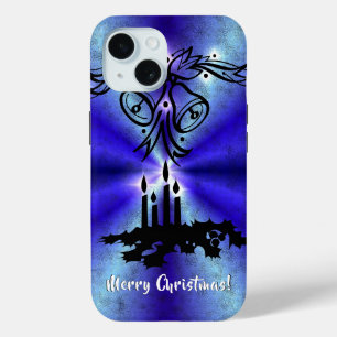 Advent, kerstartik op blauwe groene regenboog iPhone 15 case