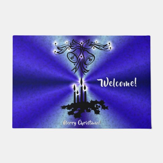 Advent, kerstartik op blauwe groene regenboog deurmat (Voorkant)