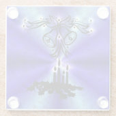 Advent, kerstartik op blauwe groene regenboog glazen onderzetter (Achterkant)