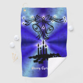 Advent, kerstartik op blauwe groene regenboog golfhanddoek (Insitu)