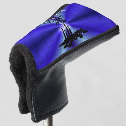 Advent, kerstartik op blauwe groene regenboog golfheadcover (3/4 voorkant)