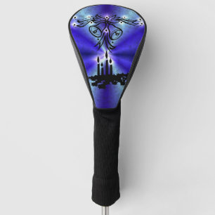 Advent, kerstartik op blauwe groene regenboog golfheadcover