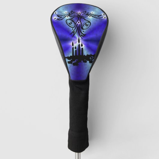 Advent, kerstartik op blauwe groene regenboog golfheadcover (Voorkant)