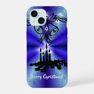 Advent, kerstartik op blauwe groene regenboog iPhone 15 case
