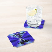 Advent, kerstartik op blauwe groene regenboog kartonnen onderzetters (Insitu)