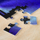 Advent, kerstartik op blauwe groene regenboog legpuzzel (Zijkant)