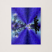 Advent, kerstartik op blauwe groene regenboog legpuzzel (Verticaal)