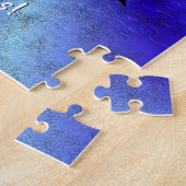 Advent, kerstartik op blauwe groene regenboog legpuzzel (Zijkant)