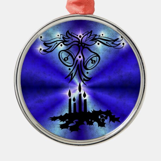 Advent, kerstartik op blauwe groene regenboog metalen ornament (Voorkant)