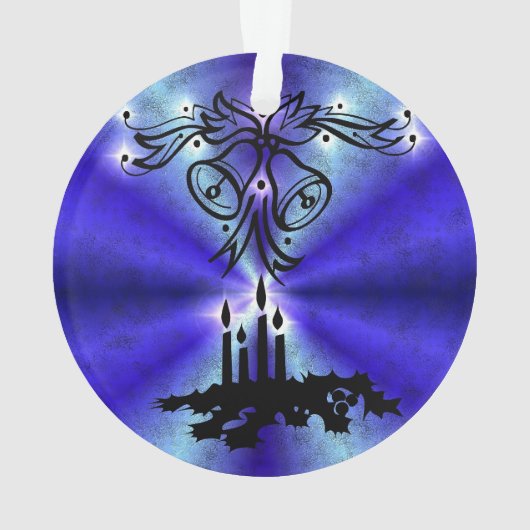 Advent, kerstartik op blauwe groene regenboog ornament (achterkant)