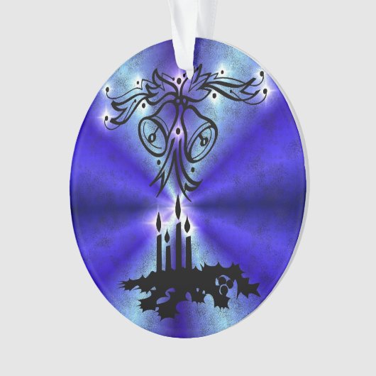 Advent, kerstartik op blauwe groene regenboog ornament (voorkant)