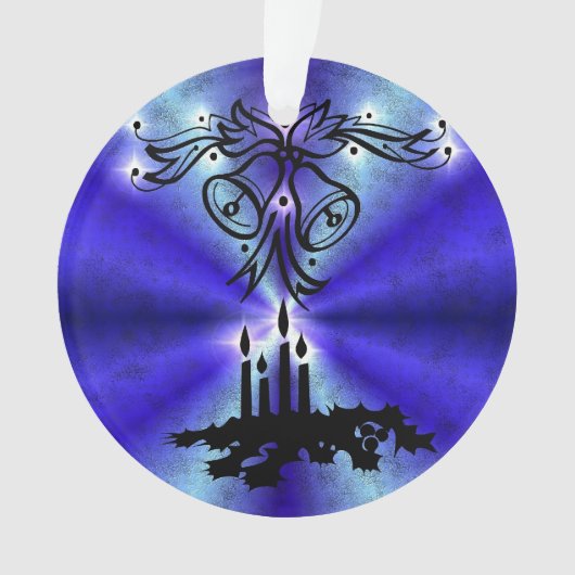 Advent, kerstartik op blauwe groene regenboog ornament (voorkant)