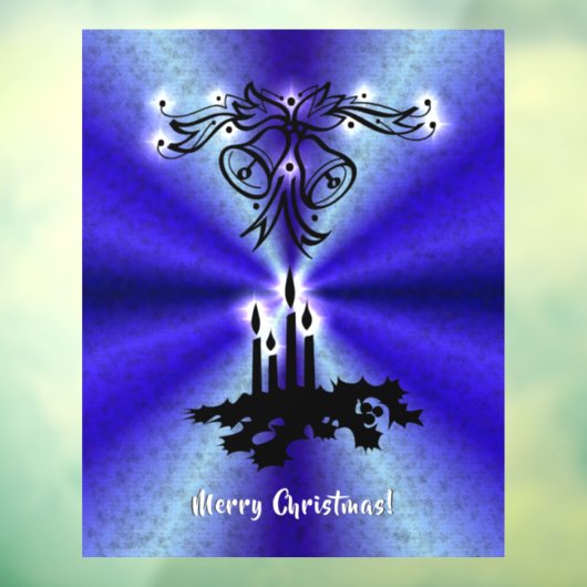 Advent, kerstartik op blauwe groene regenboog raamsticker (Vel 3)