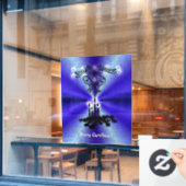 Advent, kerstartik op blauwe groene regenboog raamsticker (Cafe Raam)