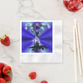 Advent, kerstartik op blauwe groene regenboog servet (Insitu)