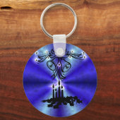 Advent, kerstartik op blauwe groene regenboog sleutelhanger (Achterkant)