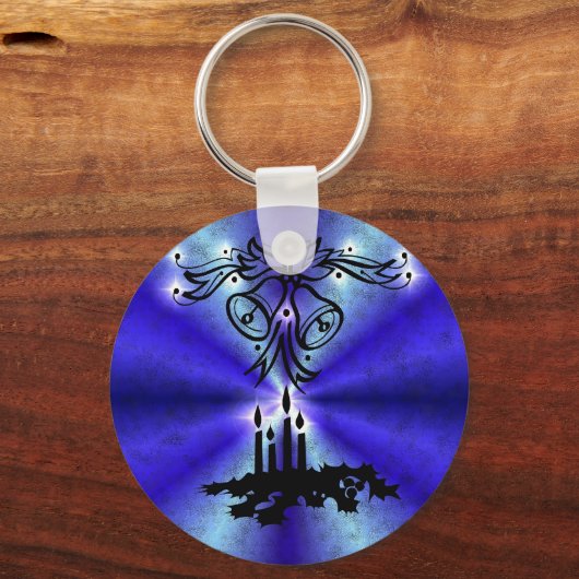 Advent, kerstartik op blauwe groene regenboog sleutelhanger (Achterkant)