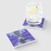 Advent, kerstartik op blauwe groene regenboog stenen onderzetter (Zijkant)