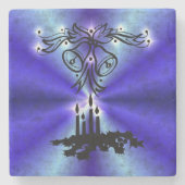 Advent, kerstartik op blauwe groene regenboog stenen onderzetter (Voorkant)