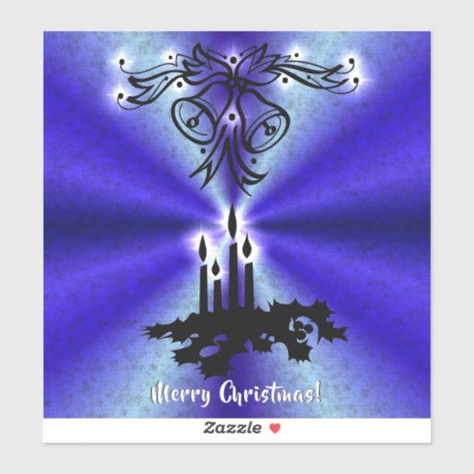 Advent, kerstartik op blauwe groene regenboog sticker (Vel)