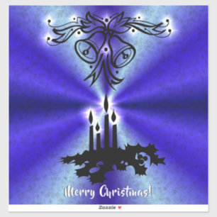 Advent, kerstartik op blauwe groene regenboog sticker