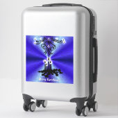 Advent, kerstartik op blauwe groene regenboog sticker (Koffer)