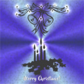 Advent, kerstartik op blauwe groene regenboog sticker (Voorkant)