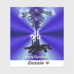 Advent, kerstartik op blauwe groene regenboog sticker