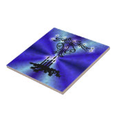 Advent, kerstartik op blauwe groene regenboog tegeltje (Zijkant)