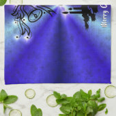 Advent, kerstartik op blauwe groene regenboog theedoek (Gevouwen)