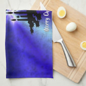 Advent, kerstartik op blauwe groene regenboog theedoek (Quarter Fold)